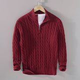Warm Men Cable Knit Sweater - Half Zip, Cotton, Casual 3D Changing Face Moving Picture Frame - Tophatter Daily Deals