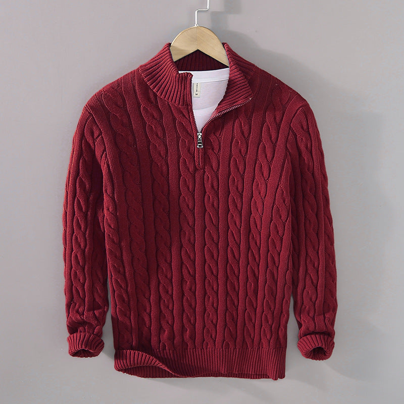 Warm Men Cable Knit Sweater - Half Zip, Cotton, Casual 3D Changing Face Moving Picture Frame - Tophatter Daily Deals