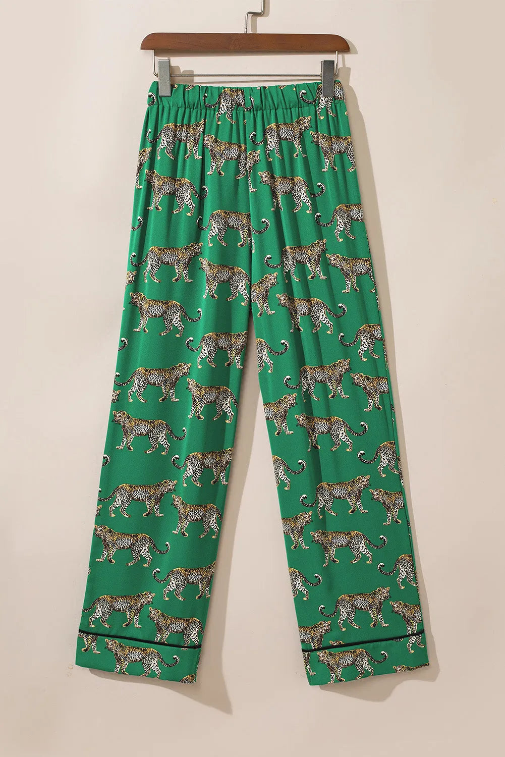 Green Cheetah Print Short Sleeve Shirt and Pants Pajama Set Loungewear & Sleepwear/Sleepwear - Tophatter Daily Deals