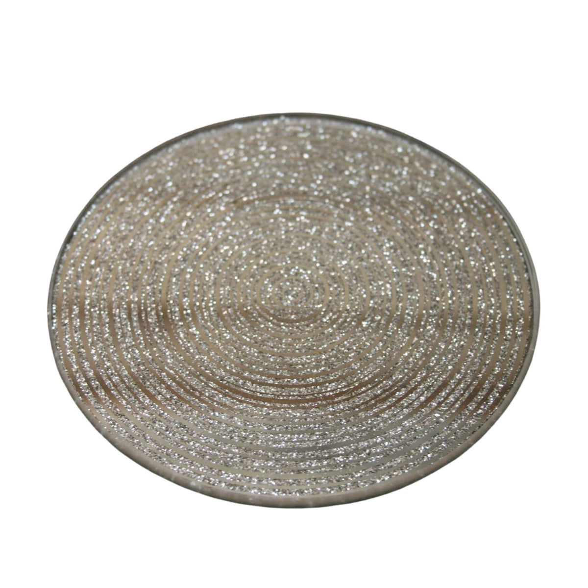 Metallic Silver Glitter Glass Candle Plate Holder Coaster Coaster - Tophatter Daily Deals