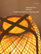 Bamboo Woven Decorative Table Lamp Creative Bedroom Bedside Lamp 0 - Tophatter Daily Deals