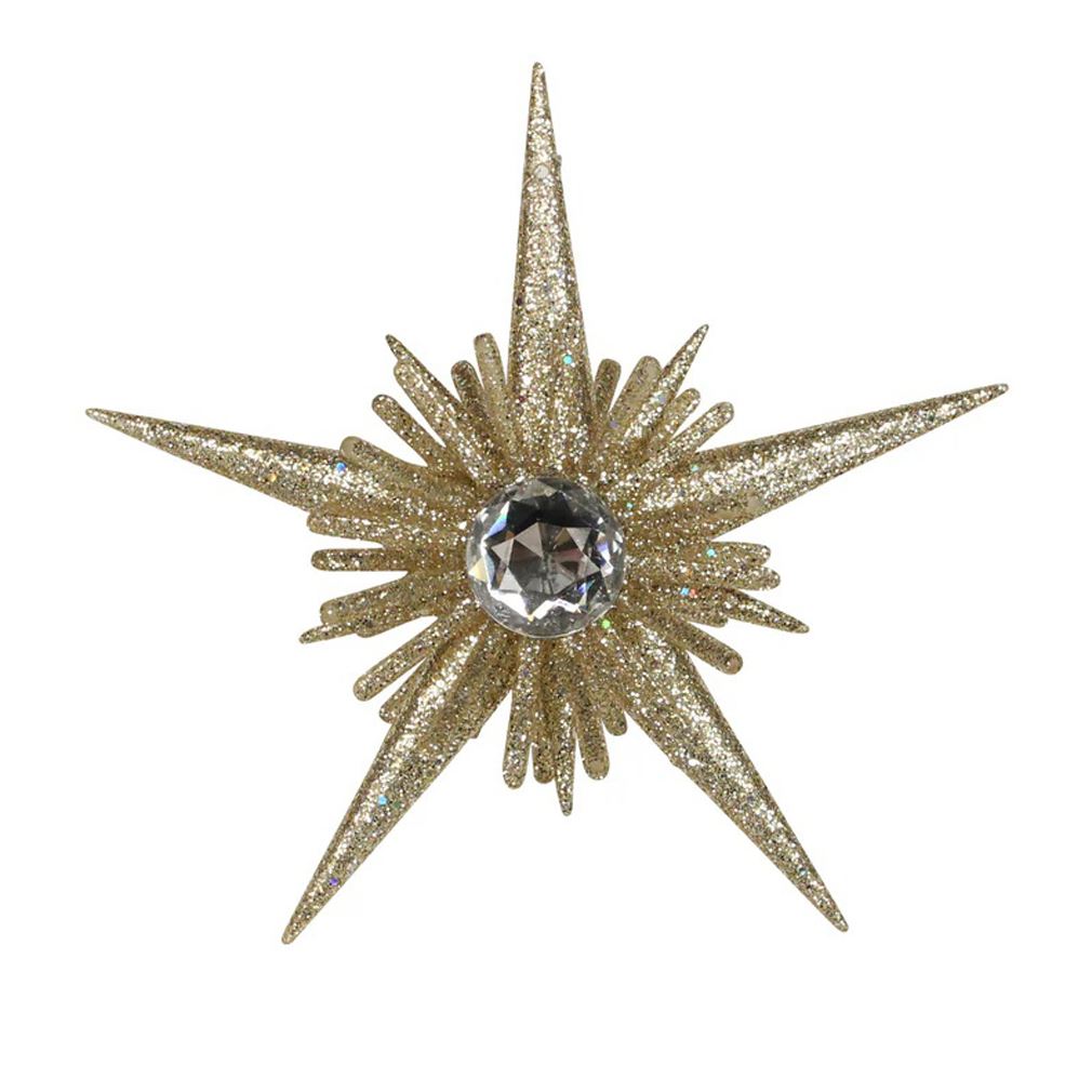 Gold Diamante Star Bauble | 3D Gold Glitter Star Christmas Tree Ornament - 12cm Baubles - Tophatter Daily Deals