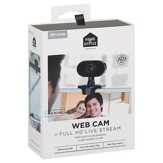 Web Cam Full HD 1080p Webcam with Built-in Microphone and Stable Screen Clamp Computer Accessories - Tophatter Daily Deals