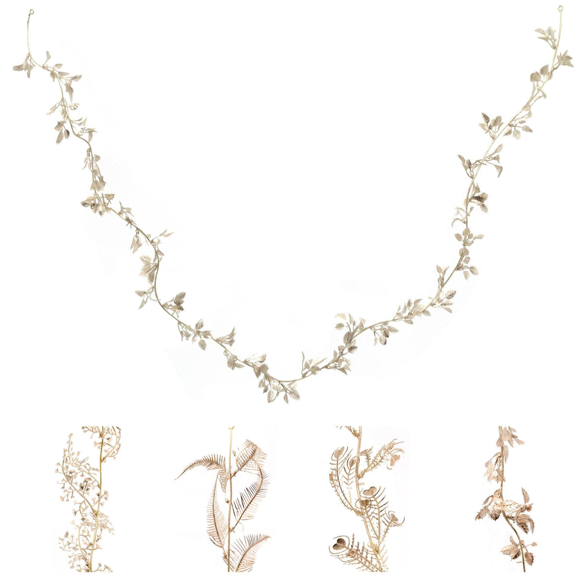 Champagne Gold Leaf Christmas Garland | Artificial Foliage Garland Leaves -170cm Garland - Tophatter Daily Deals