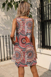 Printed Round Neck Sleeveless Dress with Pockets Casual Dresses - Tophatter Daily Deals