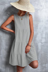 Sleeveless Round Neck Tiered Dress Gray Casual Dresses - Tophatter Daily Deals