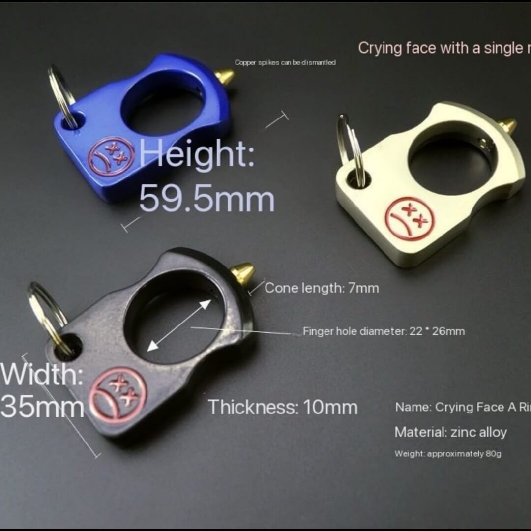 Knuckle duster Smiley Single Finger Spiked brass knuckles Self Defense Real-GS134 Pocket Knives - Tophatter Daily Deals