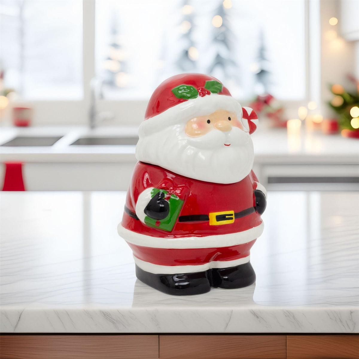 Santa Claus Christmas Storage Jar | Ceramic Cookie Jar Biscuit Barrel with Lid Jar - Tophatter Daily Deals