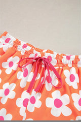 Orange Flower Print Short Sleeve Shirt Pajamas Set Loungewear & Sleepwear/Sleepwear - Tophatter Daily Deals