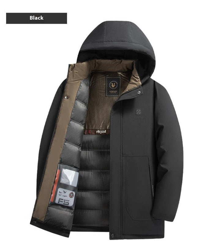Insulating Men’s Down Parka - Hooded Corduroy, Winter Ready 3D Changing Face Moving Picture Frame - Tophatter Daily Deals