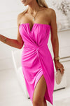 Twisted Slit Tube Mini Dress Hot Pink Cocktail Dresses - Tophatter Daily Deals