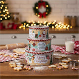 Set of 3 Christmas Storage Tins | 3-piece Triple Festive Round Nesting Tins Tin - Tophatter Daily Deals