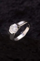 1.5 Carat Moissanite 925 Sterling Silver Ring 1 Carat - Tophatter Daily Deals