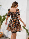 Printed Square Neck Short Sleeve Dress Casual Dresses - Tophatter Daily Deals