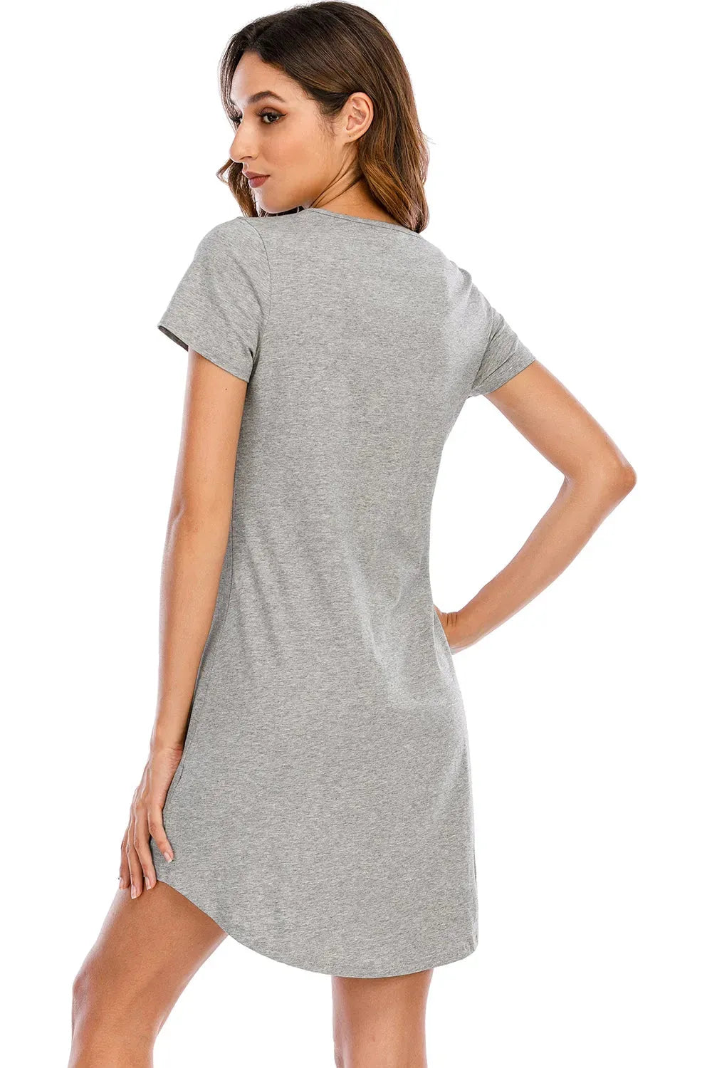 Graphic Round Neck Short Sleeve Lounge Dress Sleep Dresses - Tophatter Daily Deals