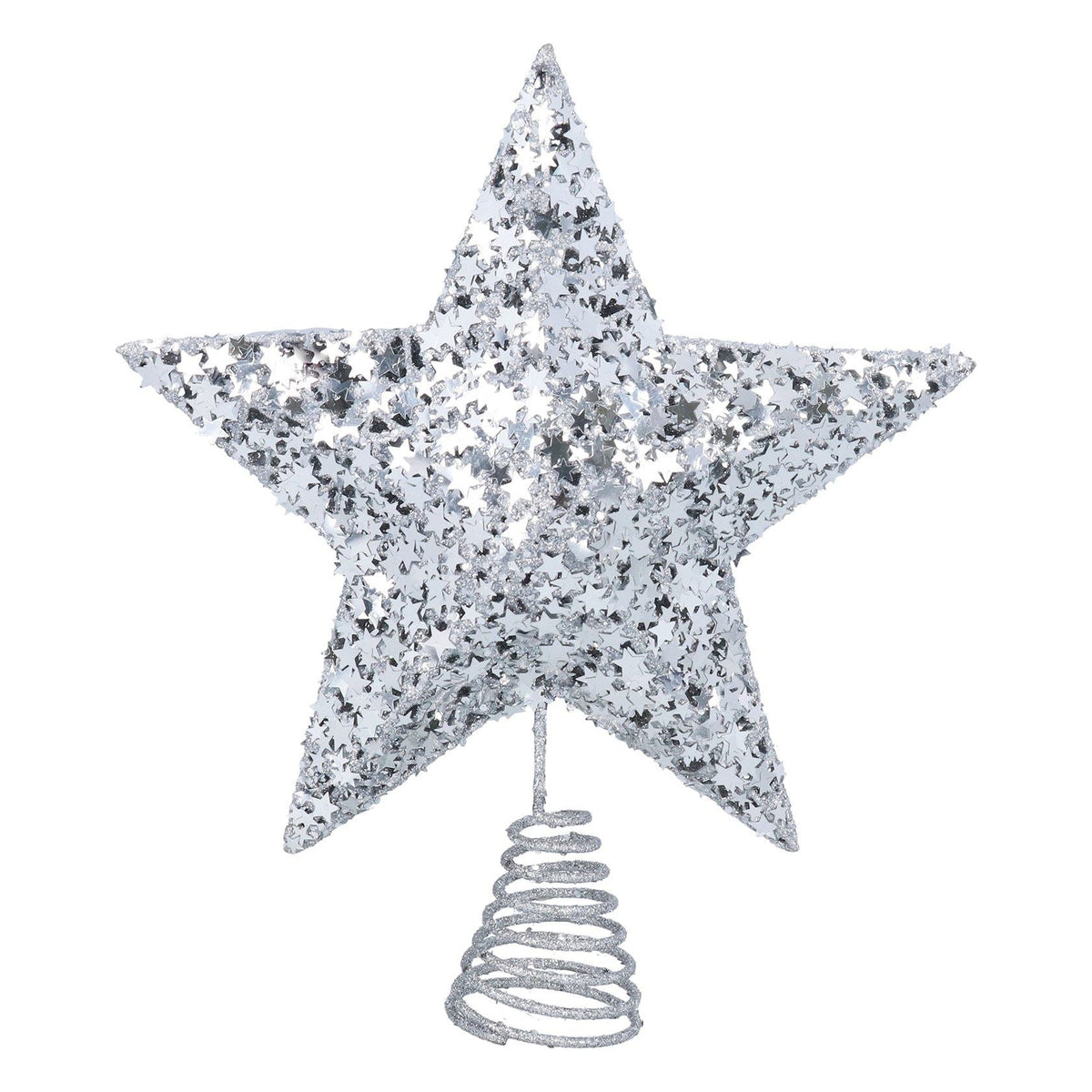 Silver Star Confetti Christmas Tree Topper, Gisela Graham Glitter Star 29cm Tree Decoration - Tophatter Daily Deals