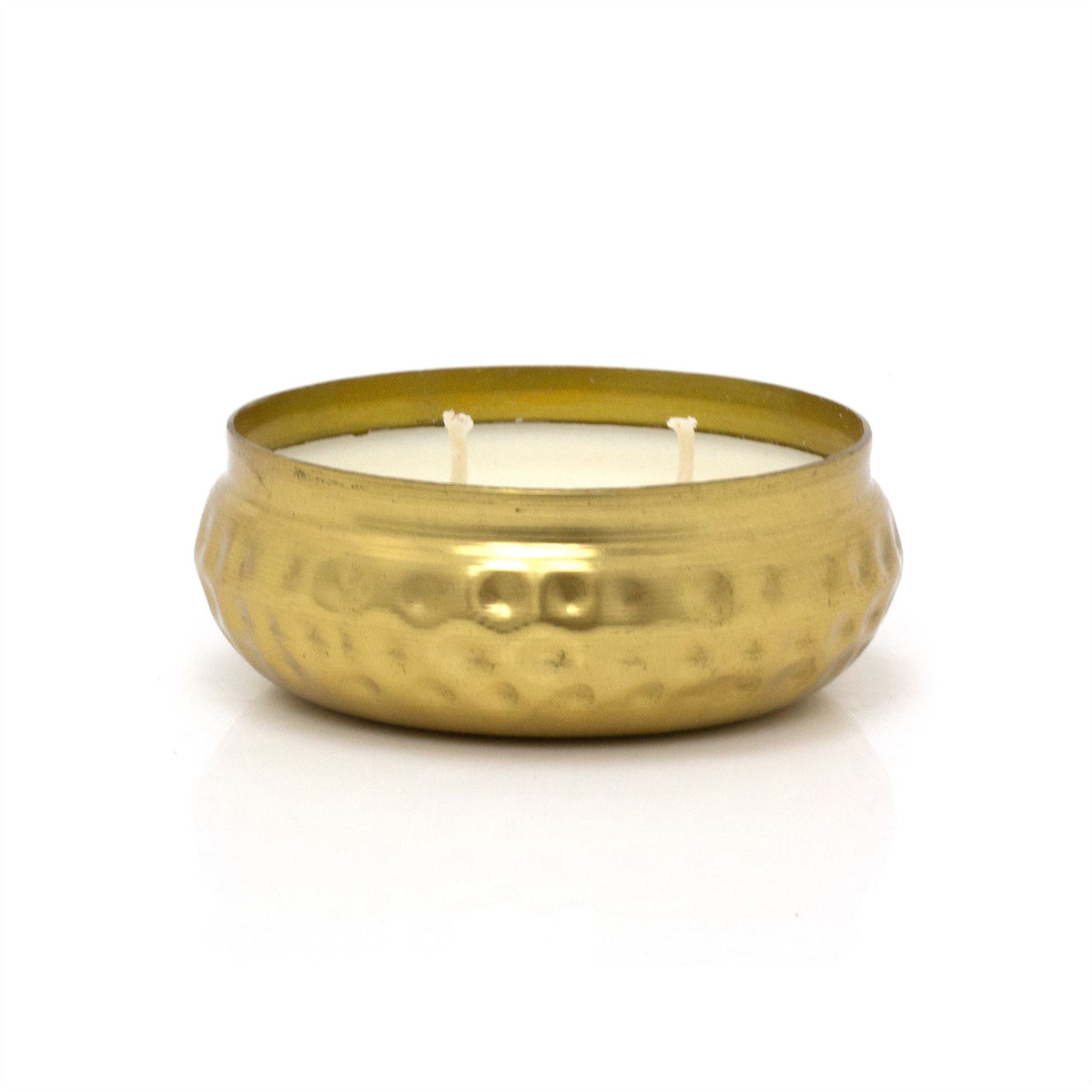 Bohemian Style Gold Metal Candle Bowl | 2 Wick Scented Candle & Holder - 10cm Scented Candle - Tophatter Daily Deals