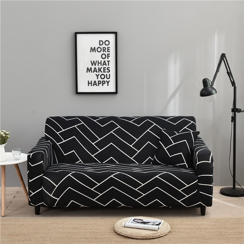 Black Square Black And White Gray Printed Sofa Cover Black Z 0 - Tophatter Daily Deals