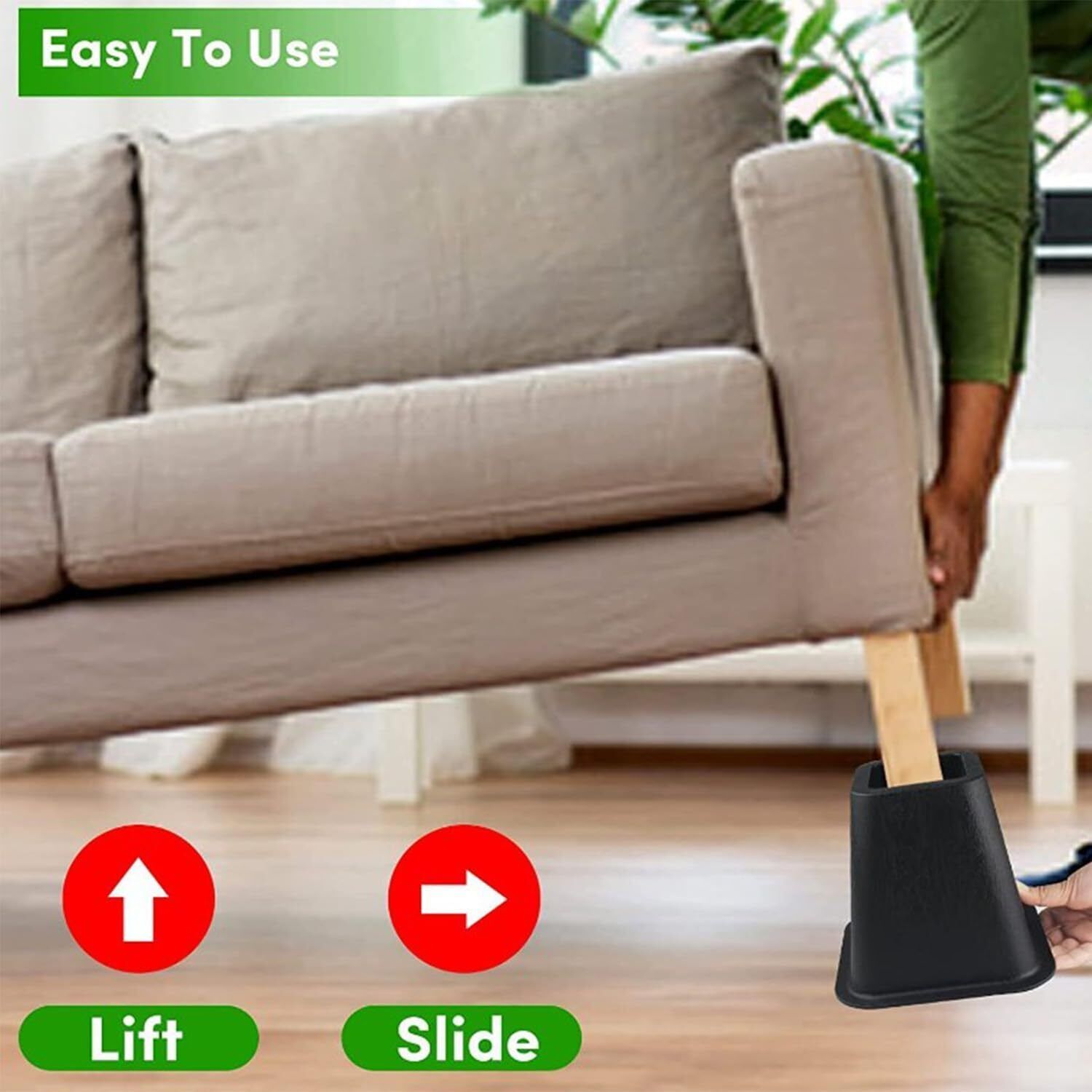 4Pcs Heavy Duty Bed Chair Risers Feet Leg Lift Furniture Extra Raisers Stand 5 - Tophatter Daily Deals