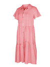 Button Up Plaid Short Sleeve Midi Dress Casual Dresses - Tophatter Daily Deals