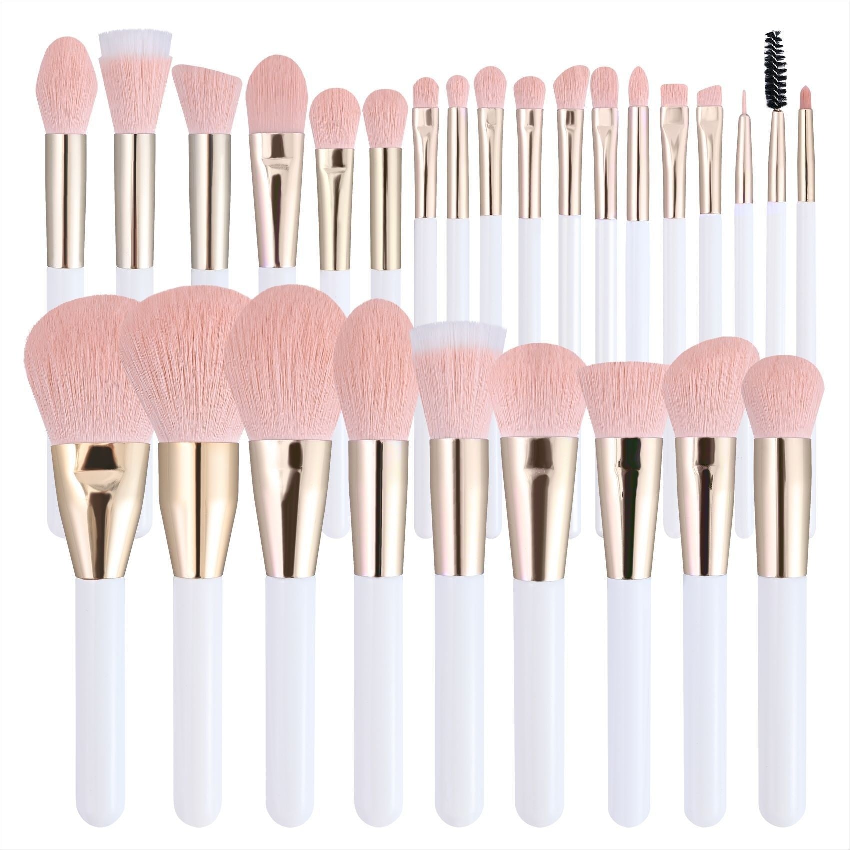 30 PCs Makeup Brush Set Soft Hair Eye Shadow Blush Face Powder Full Set 30 White Gold Powder 0 - Tophatter Daily Deals