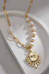 Evil Eye Pendant Pearl Stainless Steel Necklace Necklaces - Tophatter Daily Deals