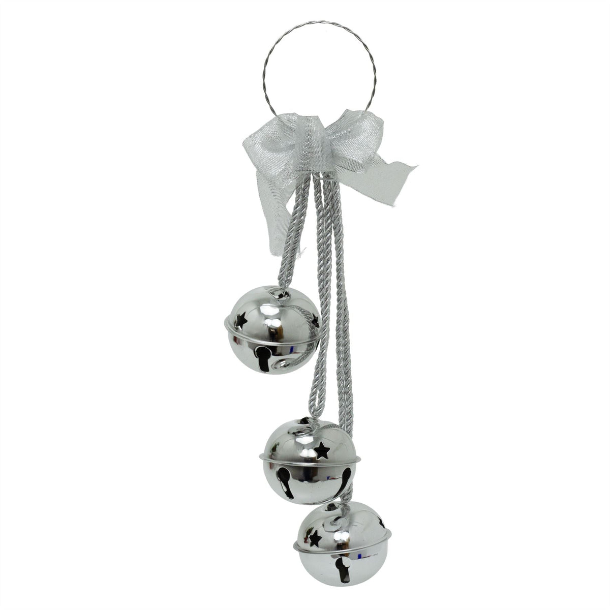 Extra Large Silver Christmas Jingle Bells Door Hanger | Hanging Bell Garland Jingle Bells - Tophatter Daily Deals