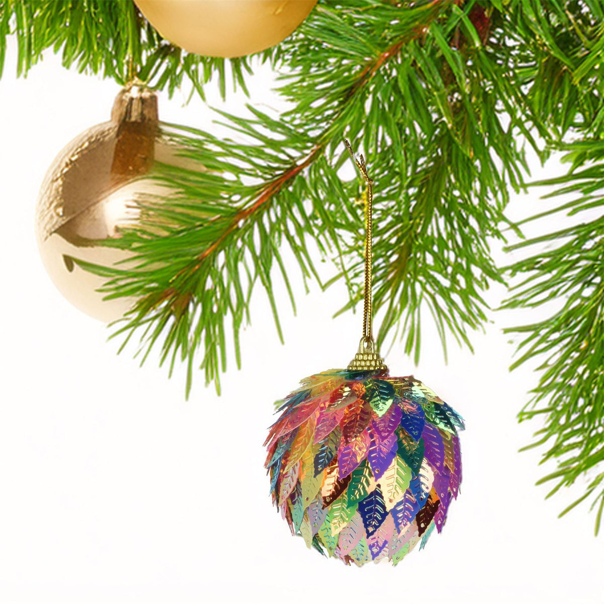 Rainbow Leaf Bauble | Multicoloured Christmas Tree Hanging Ornament - 6cm Baubles - Tophatter Daily Deals