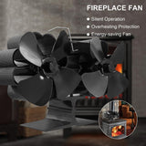 8 Leaf Double Head Fireplace Heat Power Fan 0 - Tophatter Daily Deals
