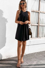 Round Neck Sleeveless Mini Dress Casual Dresses - Tophatter Daily Deals