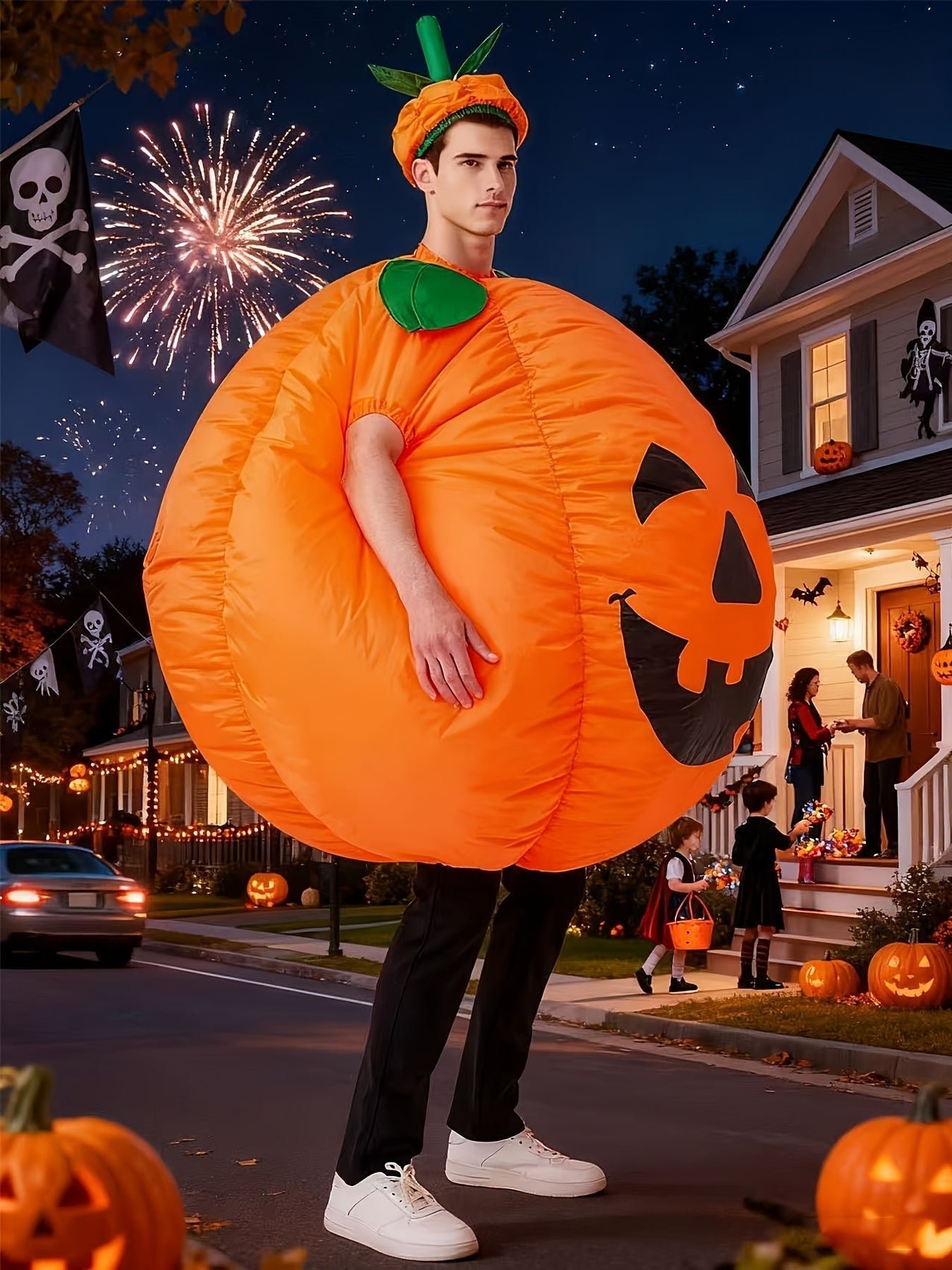 Inflatable Pumpkin Costume Adult One-Piece Suit Halloween - Tophatter Daily Deals