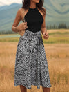 Leopard Halter Neck Midi Dress Black Casual Dresses - Tophatter Daily Deals