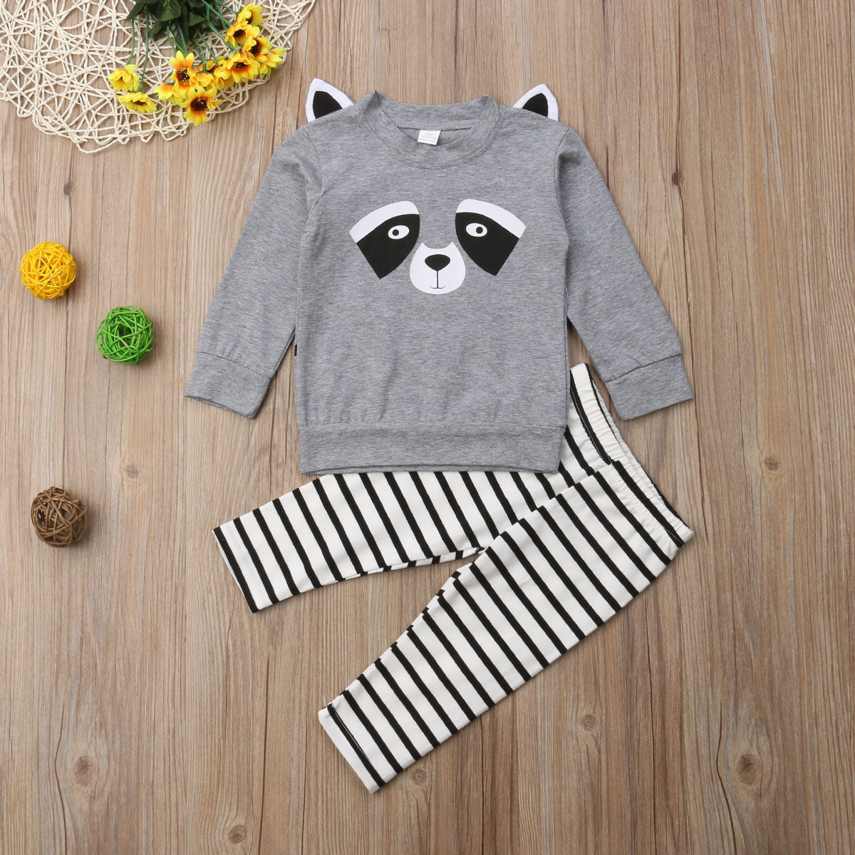 Brown Bear Shape Cute Long-sleeved Simple Children's Suit Grey 0 - Tophatter Daily Deals