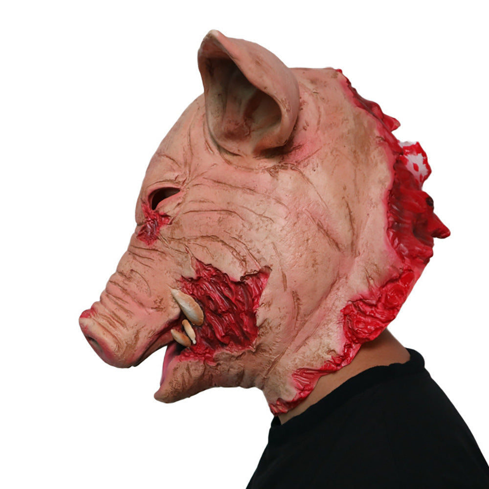 Rotten Pig Head Latex Mask Horror Halloween Cosplay Gore 3D Changing Face Moving Picture Frame - Tophatter Daily Deals