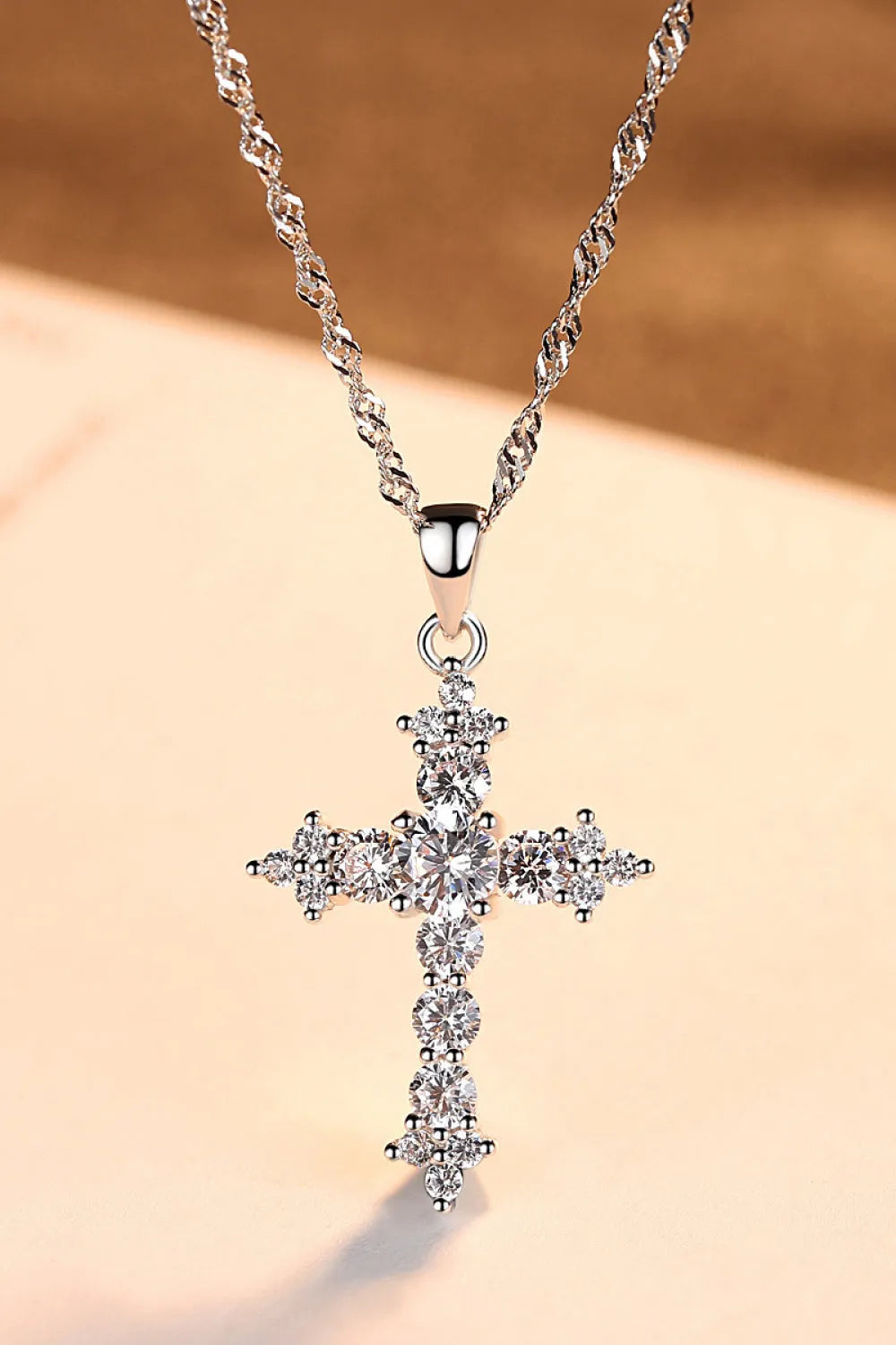 Zircon Cross Pendant 925 Sterling Silver Necklace Necklaces - Tophatter Daily Deals