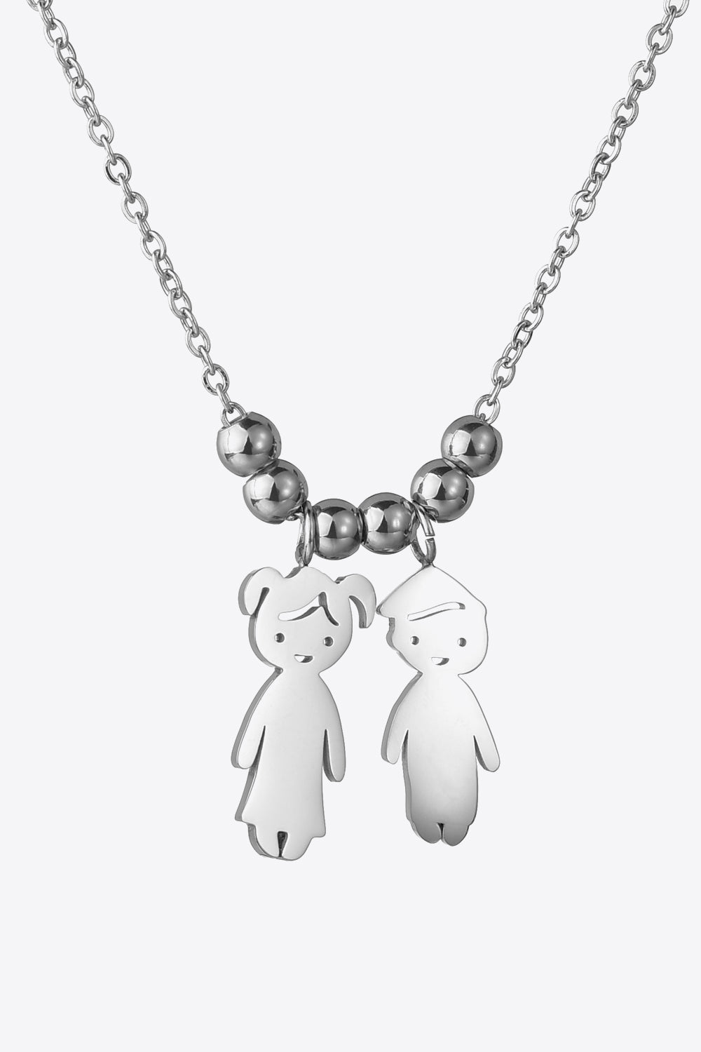 Boy and Girl Pendant Stainless Steel Necklace Silver One Size Necklaces - Tophatter Daily Deals