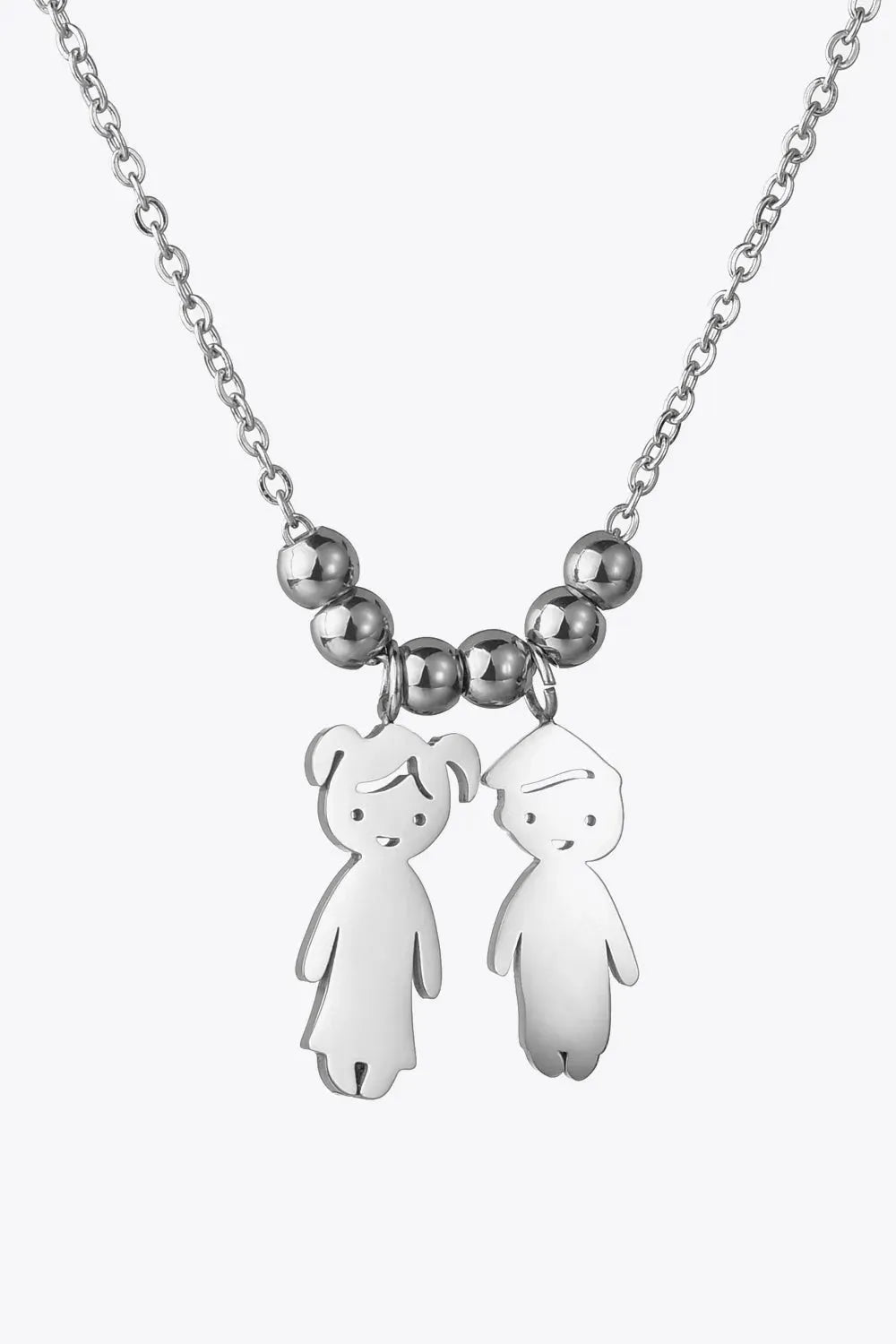Boy and Girl Pendant Stainless Steel Necklace Silver One Size Necklaces - Tophatter Daily Deals