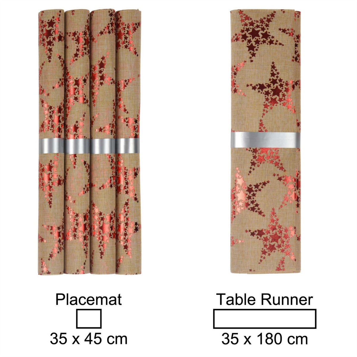 Elegant Red And Gold Table Runner And Placemats Set | Christmas Table Runner And Place Mats | Festive Table Mats Table Runner - Tophatter Daily Deals
