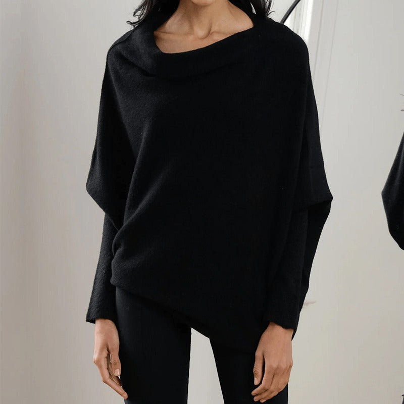 Soft Relaxed Women’s Sweater - Boat Neck, Knit, Layering Black One Size - Tophatter Daily Deals