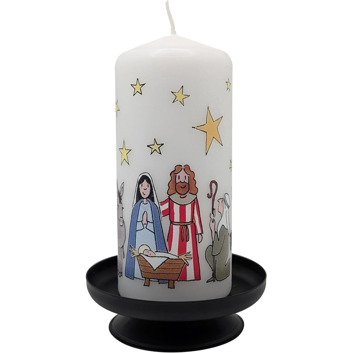 The Nativity Christmas Pillar Candle | Festive Candle with Wise Men - 13cm Candle - Tophatter Daily Deals