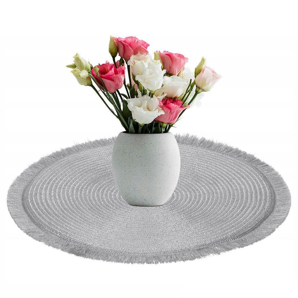 Silver Shimmer Round Placemat | Elegant Silver Woven Table Place Mat - 35cm Placemat - Tophatter Daily Deals