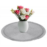 Silver Shimmer Round Placemat | Elegant Silver Woven Table Place Mat - 35cm Placemat - Tophatter Daily Deals