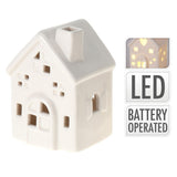 Mini LED White Ceramic House Lamp | Christmas Village Light Up House | Festive Night Light Christmas Decoration - Design Varies One Supplied LED House - Tophatter Daily Deals