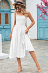 Smocked Spaghetti Strap Midi Dress Casual Dresses - Tophatter Daily Deals