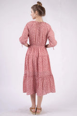 VERY J Floral Round Neck Tiered Midi Dress Casual Dresses - Tophatter Daily Deals