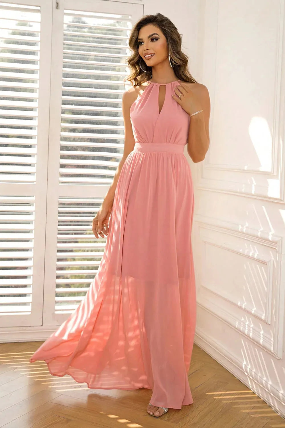 Tied Cutout Sleeveless Maxi Dress Cocktail Dresses - Tophatter Daily Deals
