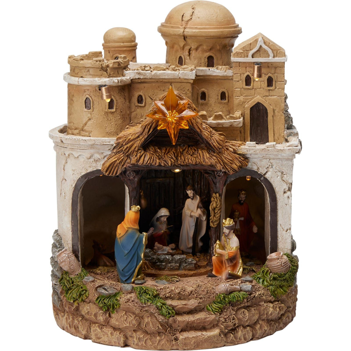 LED Musical Nativity Scene | Light-up Animated Festive Nativity Set Decoration Nativity Set - Tophatter Daily Deals