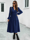 Surplice Neck Long Sleeve Midi Dress Casual Dresses - Tophatter Daily Deals