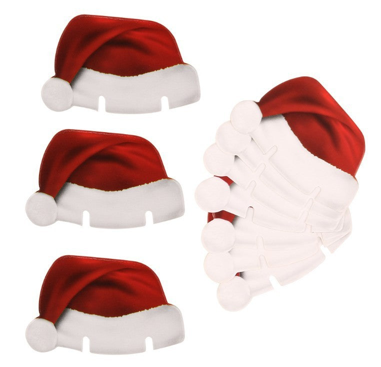 10PcsLot Paper Red Christmas Hat Wine Champagne Tipple Cup Card Christmas Party Table Decor DIY Decorations For Home 1 10pcs 0 - Tophatter Daily Deals