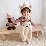 Baby Jumpsuit Autumn And Winter Plus Velvet Baby Clothing Bear Suspenders 0 - Tophatter Daily Deals